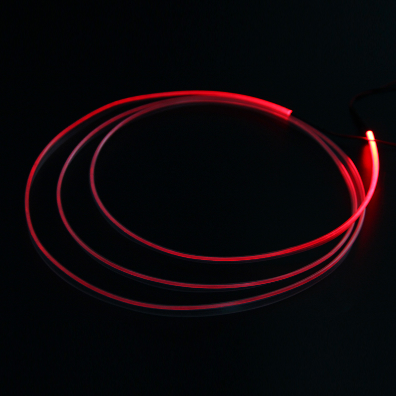 4m Optical Fiber Light Car Interior Decorative Dash Trim Moulding Red