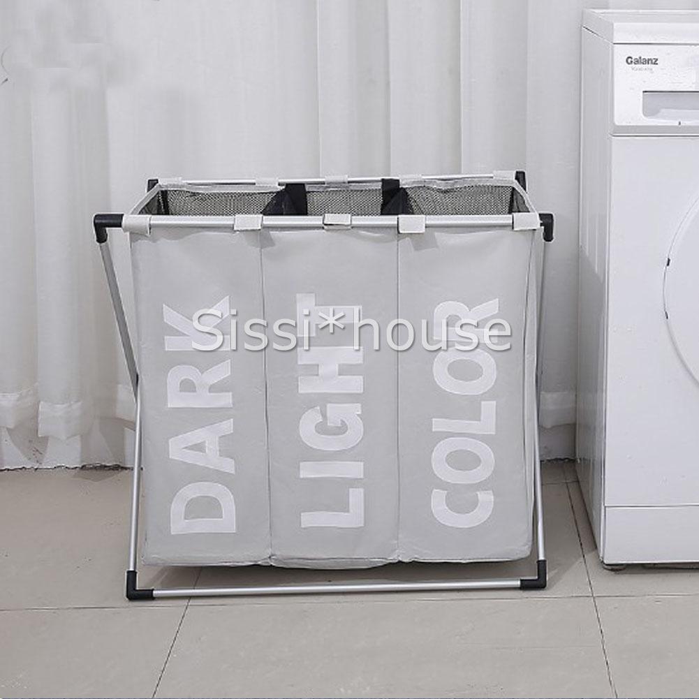 3 Section Folding Laundry Sorter Hamper Organizer Washing