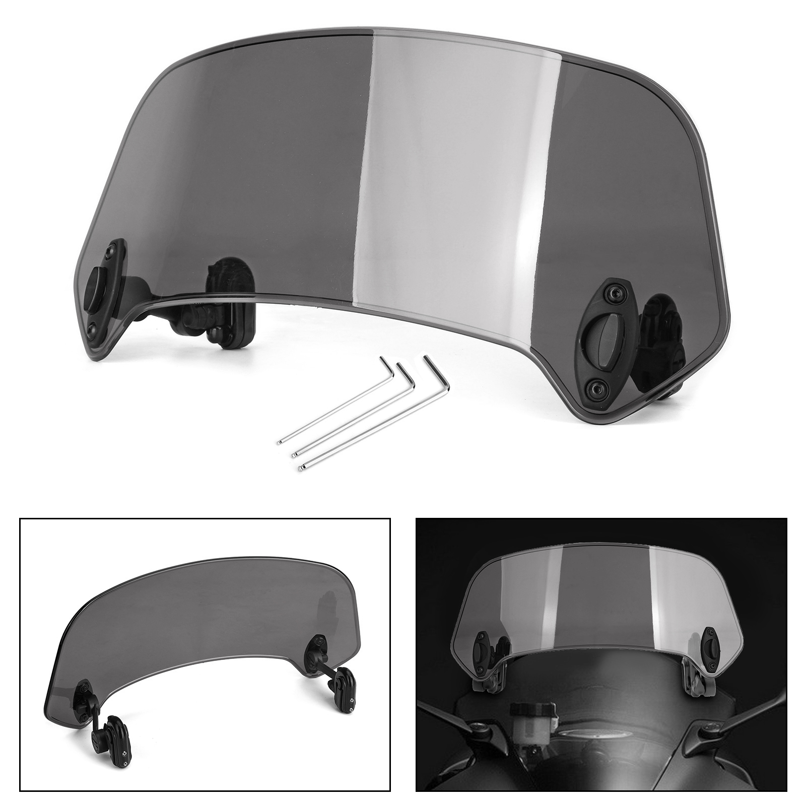 Universal Motorcycle Clip On Wind Deflector Screen Windshield ...