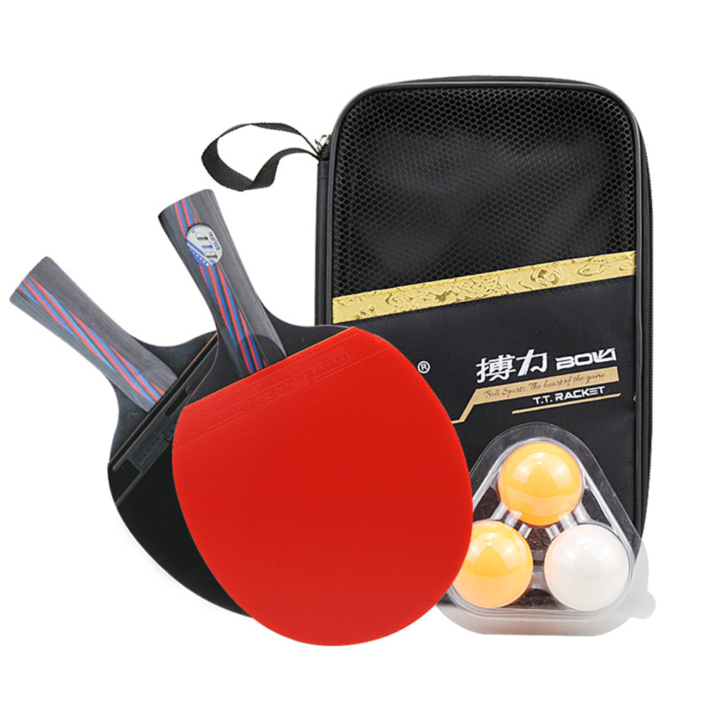 2X Professional Table Tennis Ping Pong Racket Paddle Bat 3 Balls Bag Sets Hot 