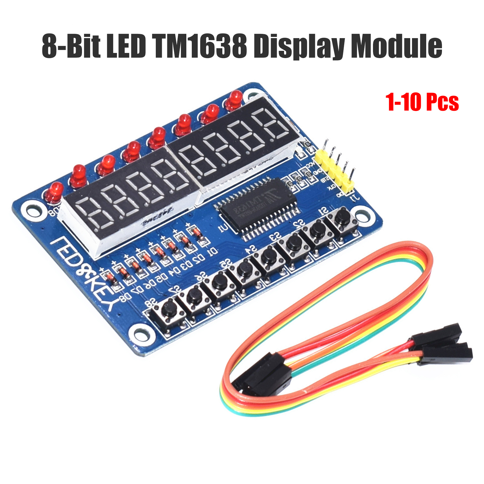 8-Bit Digital LED Tube 8-Bit TM1638 8 Key Display Module For AVR Arduino W