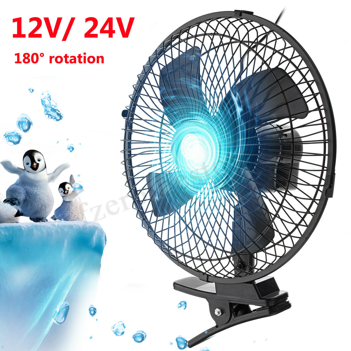MASO 10inch 24V Car Truck Home Electric Air Fan 2 Speed Airflow Desk Fans with Clip