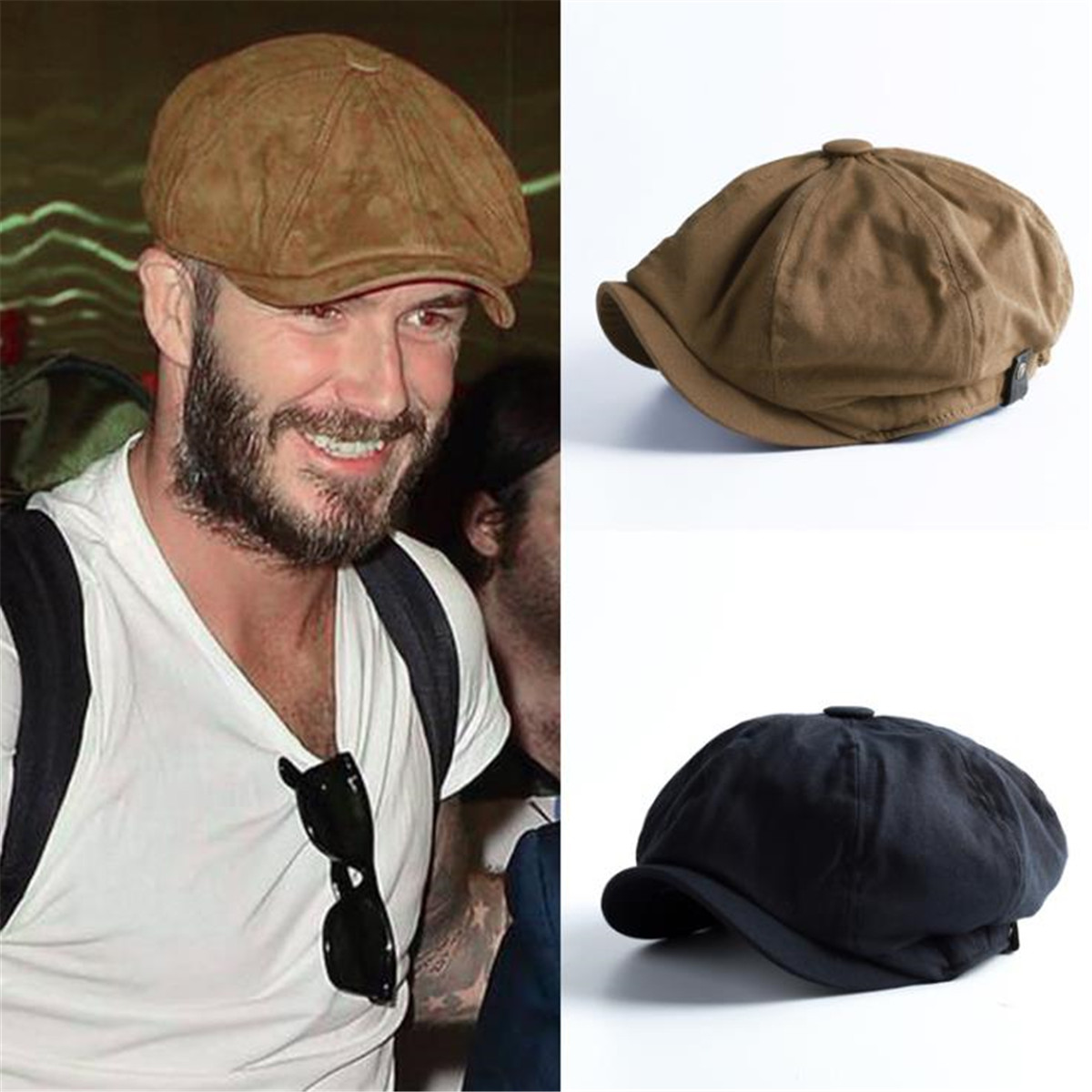 Men Vintage Painter Beret Hats Summer Octagonal Newsboy Cap Cabbie Lvy