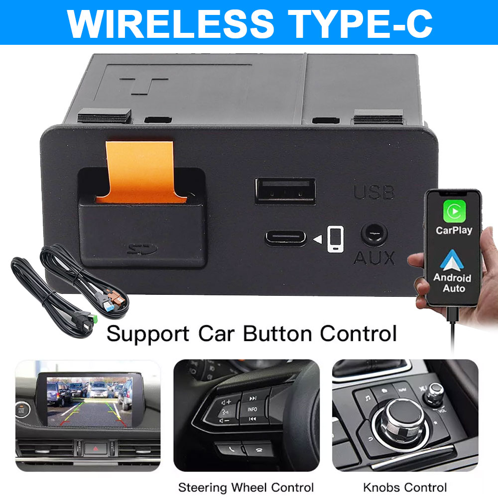 For Mazda 3 6 CX3 CX5 Wireless Type C+USB Carplay Android Auto
