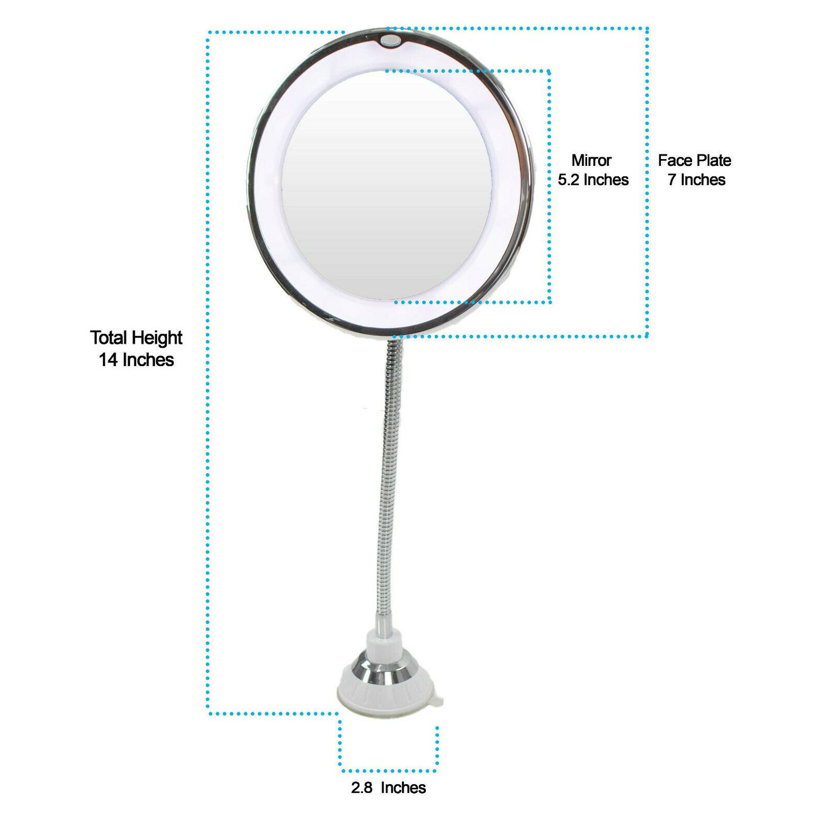 10X Flexible Gooseneck Makeup Mirror with LED Light Bathroom Suction