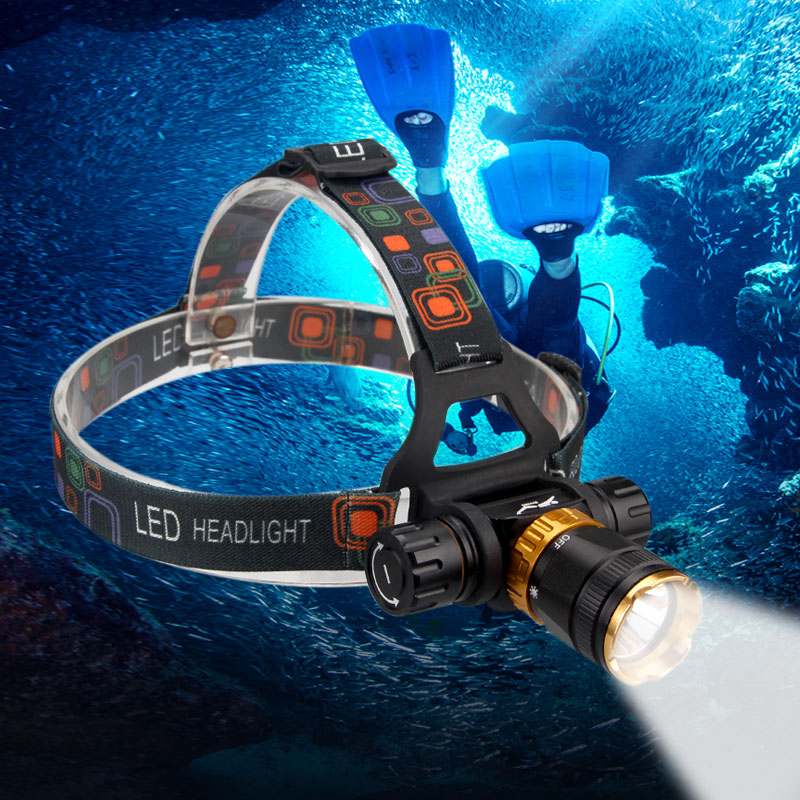 XM-L T6 LED 5000LM Scuba Diving Headlight Fishing HeadLamp Underwater Waterproof