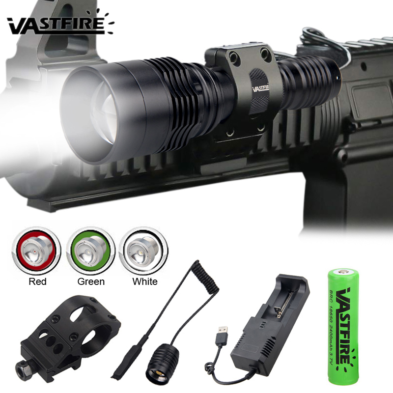 Tactical Military 3000LM LED Zoom Flashlight Compact Hunting Lamp Picatinny Rail