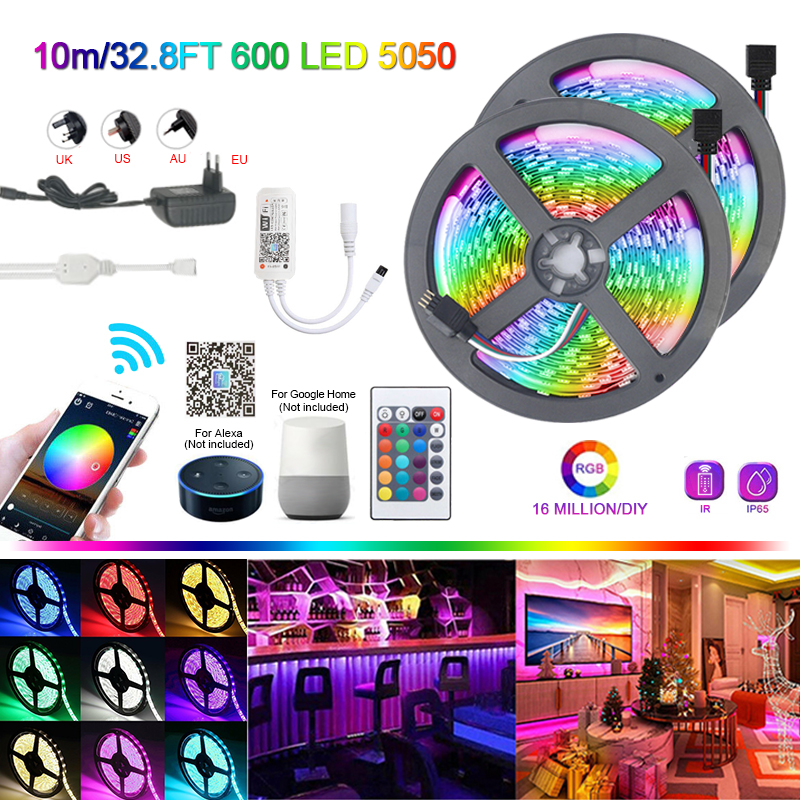 5//10M RGB 5050 LED Wifi Strip Lights DC 12V Smart Home App for Alexa Google Home