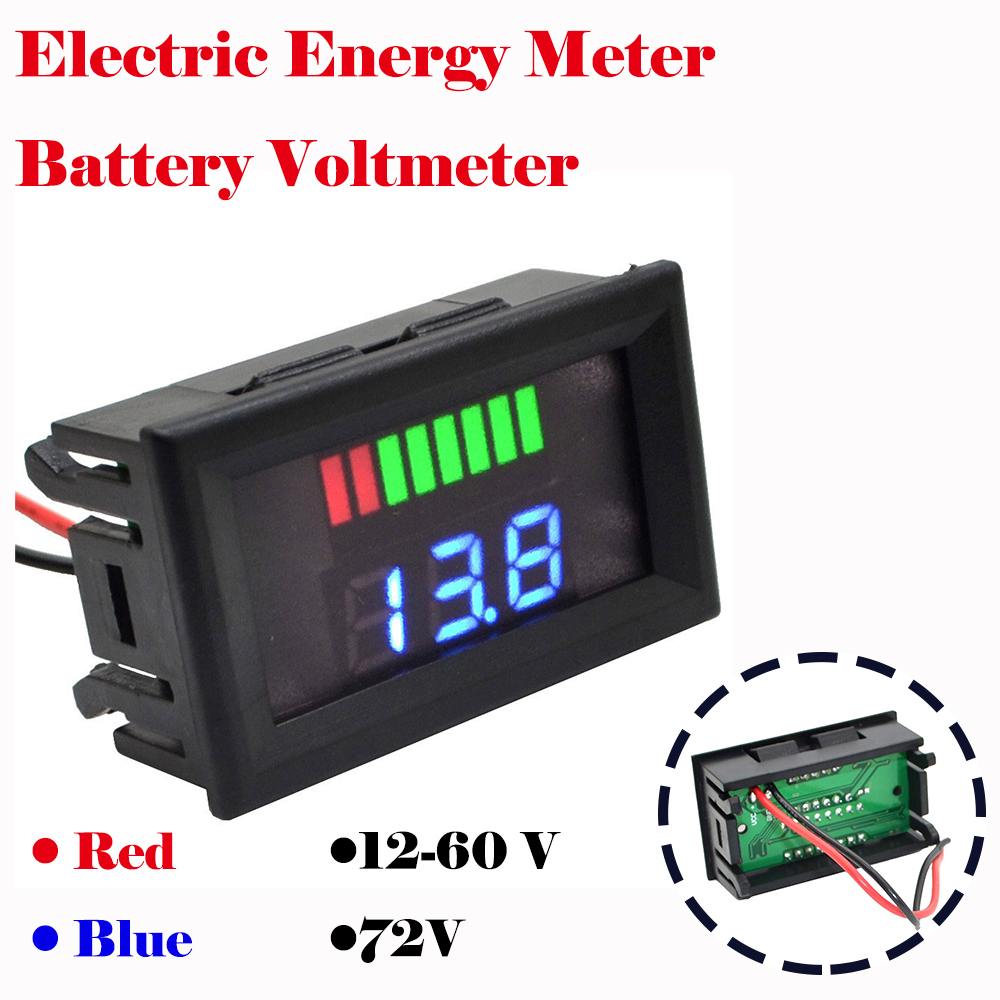 1x 12-60V / 72V Charge Level Indicator Voltmeter Lithium/Lead-acid ...