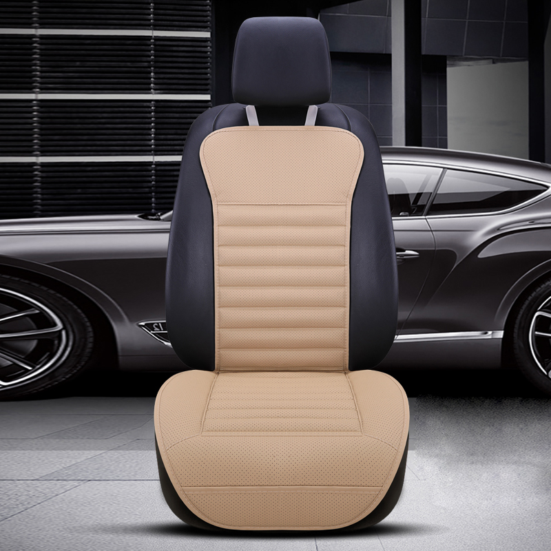 Details About Auto Car Pu Leather Front Seat Covers Cushion Protector Chair Support Pad Beige
