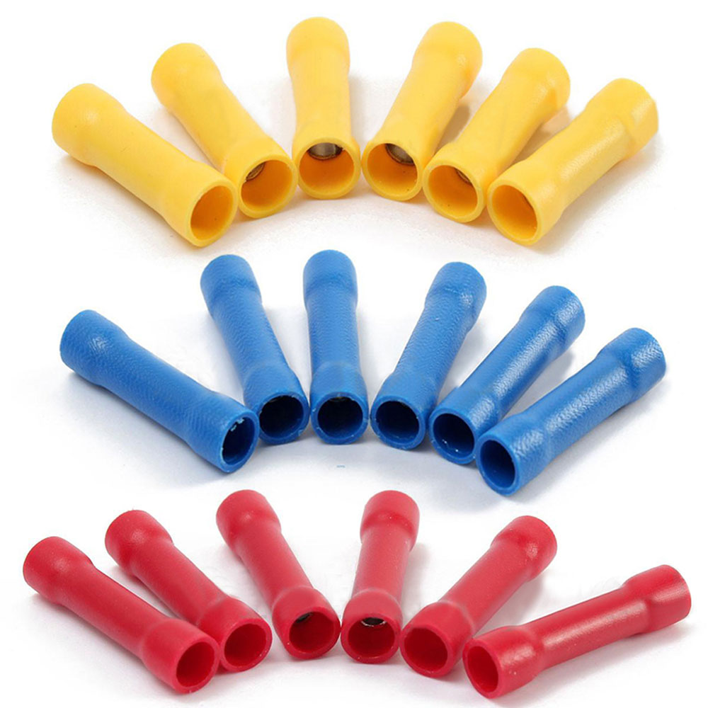100Pcs Insulated Electrical Straight Butt Connectors Terminal Wire