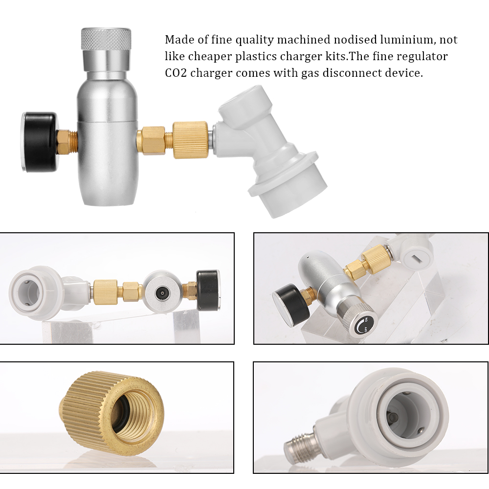 CO2 Mini Gas Regulator & Corny Keg Ball Lock Disconnect for Beer Tap