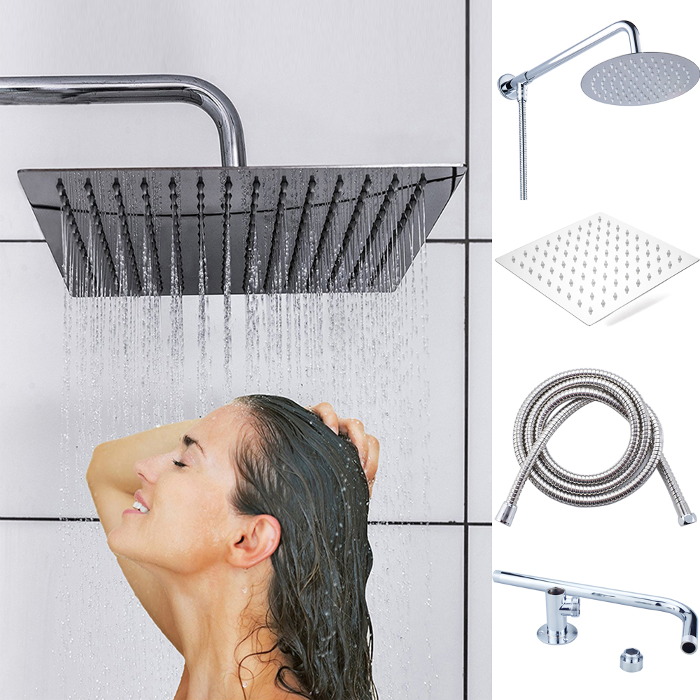 Square Large 8" Stainless Steel Water Rainfall Overhead Bath Shower