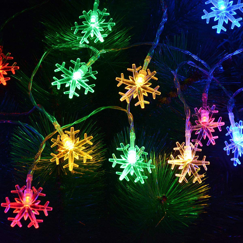 3/6M Christmas Waterproof Snowflake LED String Flashing Light Outdoor