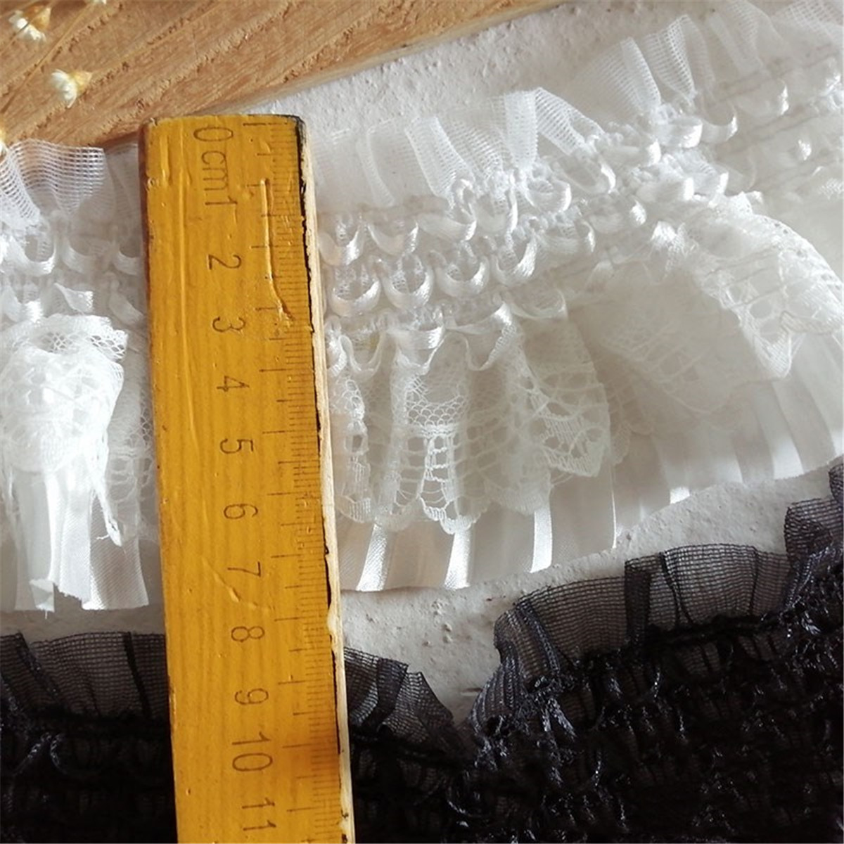 45CM Elastic Pleated Chiffon Lace Ruffle Trim Ribbon Fabric Sewing 2.95/"Width
