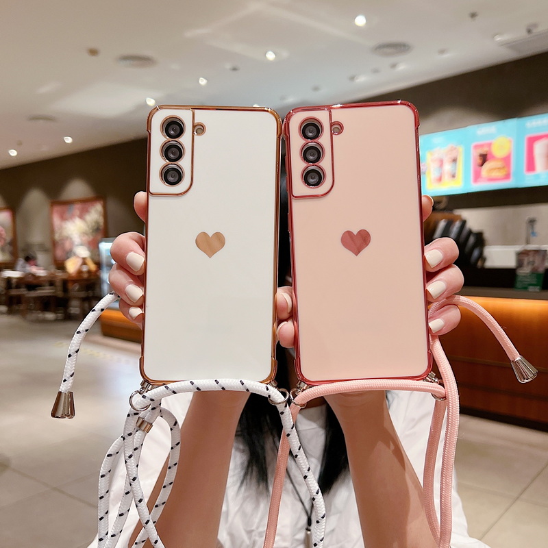 Tikgue IPhone XR Hülle Mit Band – Glitzer Transparent, TPU Silikon, Umhängekette Roségold – Kabelloses Laden Möglich