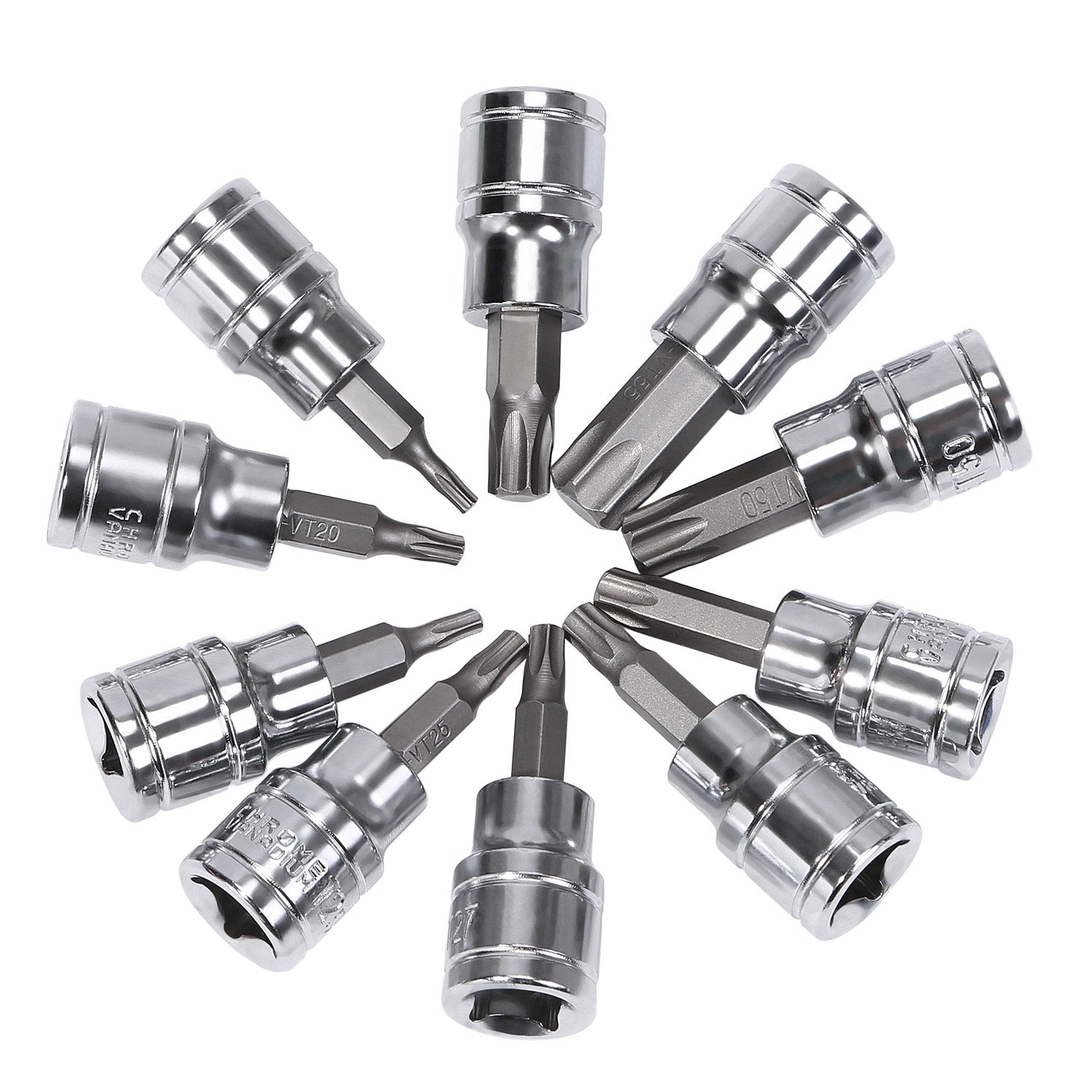 10 Pcs Torx Star Bit Socket Set 3/8