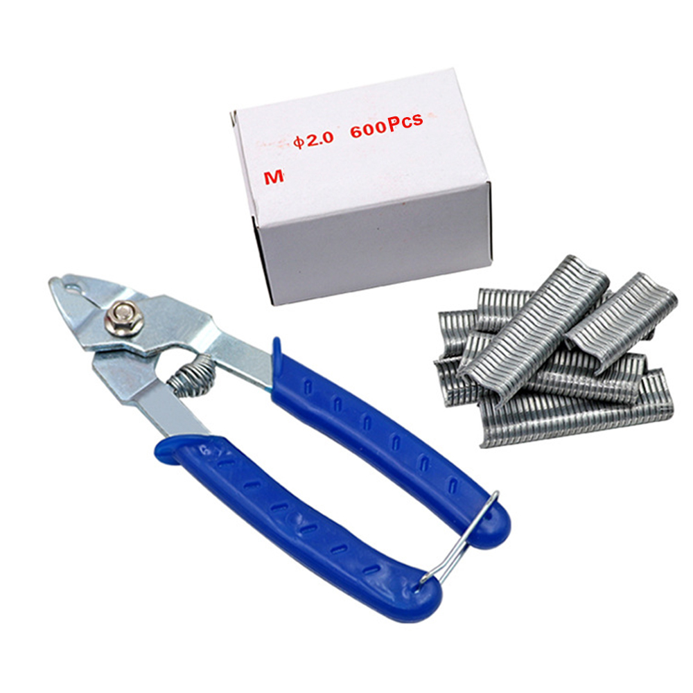 Hog Ring Plier 600Pcs M Clips Staples Antislip Handle Stainless Steel