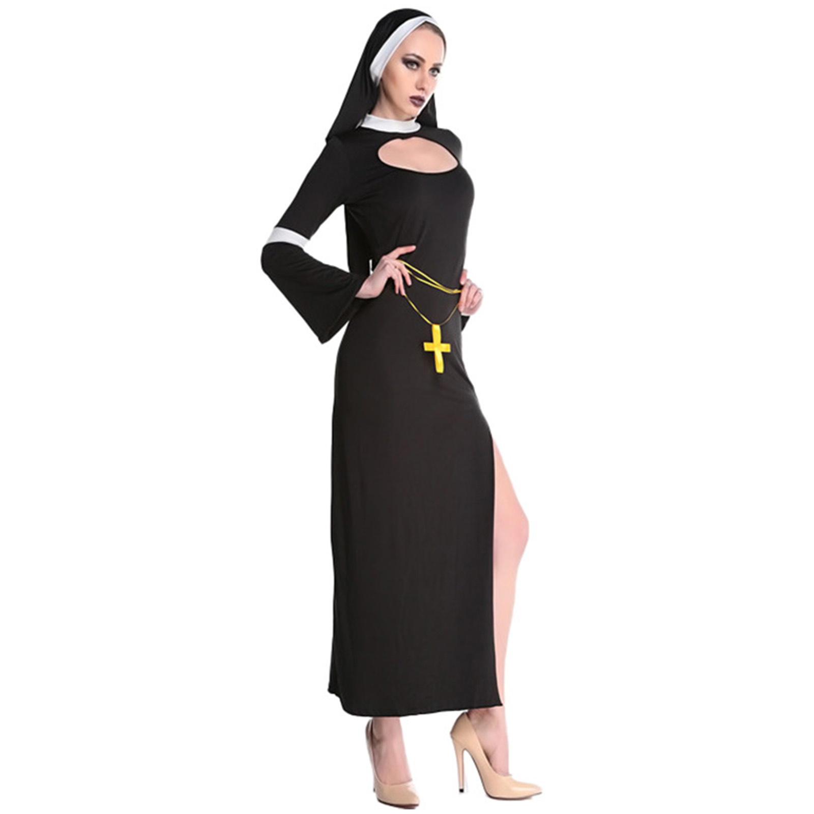 Easter Cosplay Plus Size Black Women Sexy Nun Costume Vinyl Leather Dress Ebay