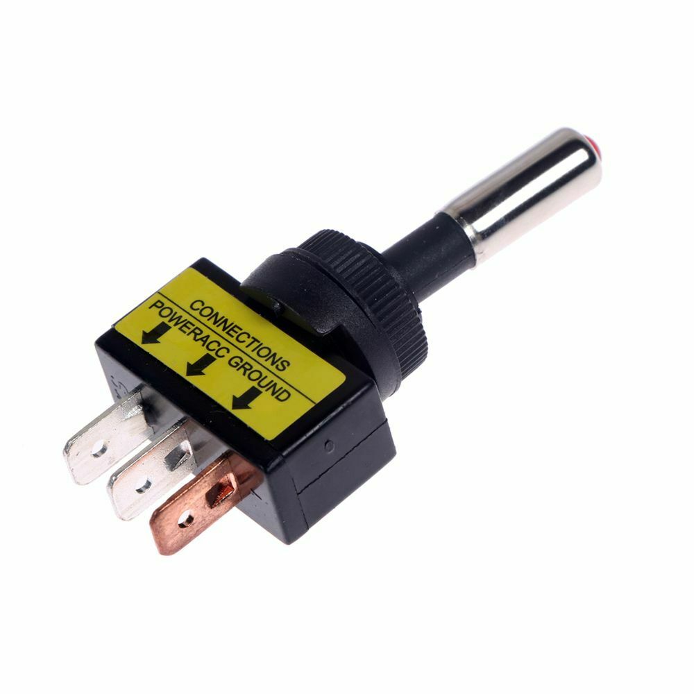 LED On-Off Toggle Switch SPST 12V 20A 3 Pin Rectangular for Automotive