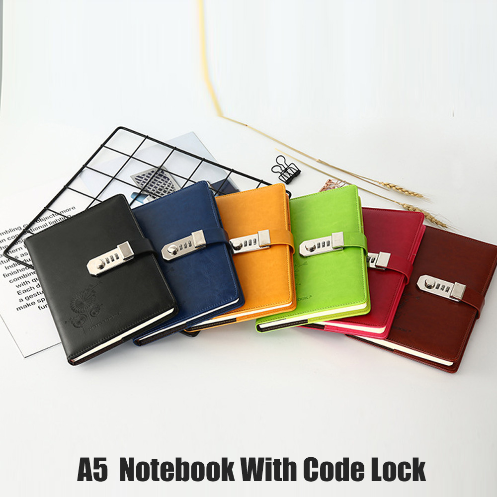 A5 Diaries Notebook PU Leather With Code Lock Secret Diary eBay