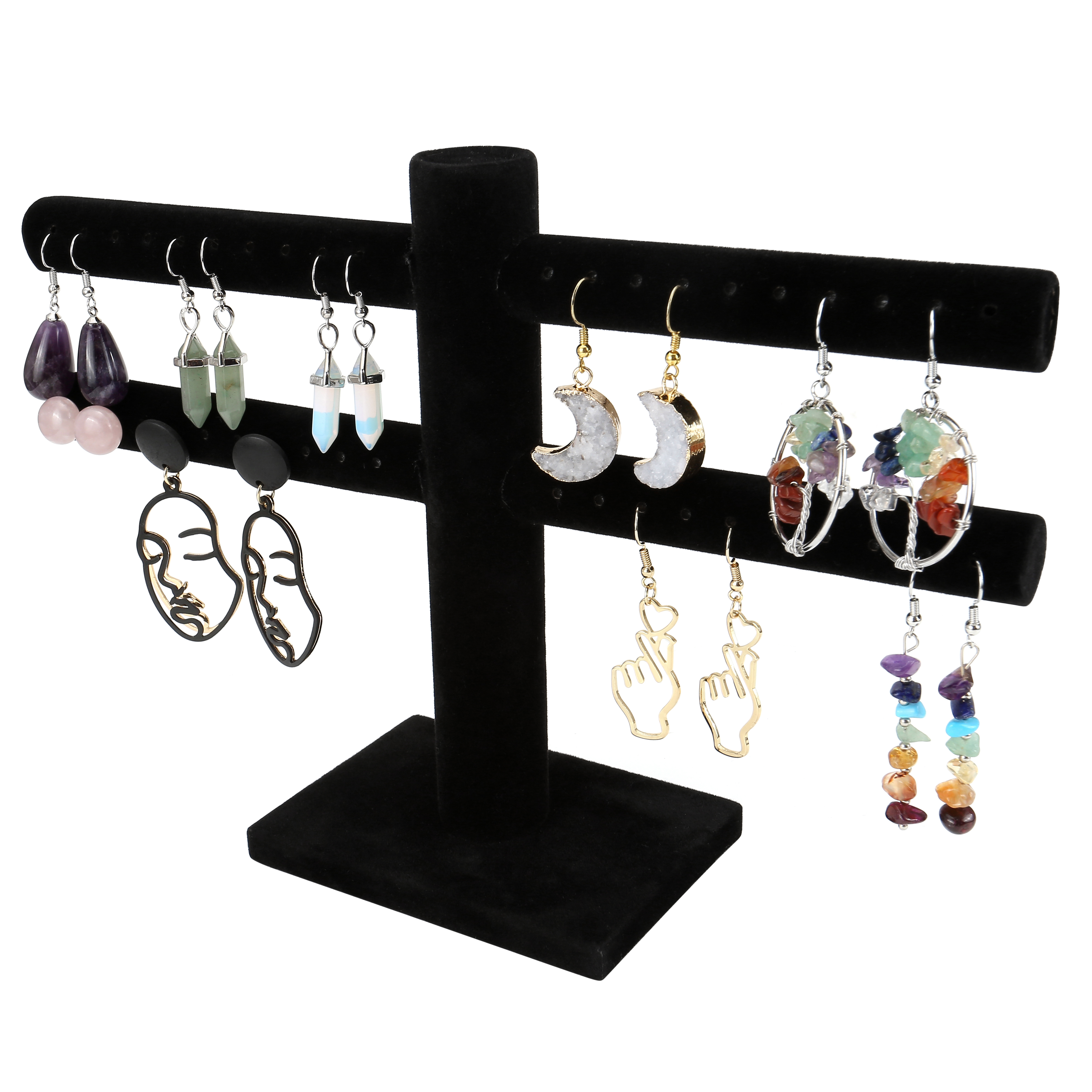 Jewelry Holder Velvet TBar Rack Bracelet Necklace Stand Organizer Display Black eBay
