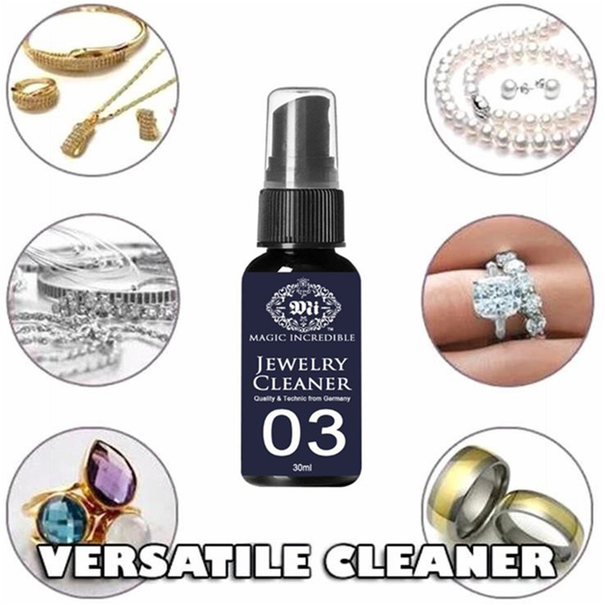 AntiTarnish Diamond Silver Gold Jewelry Washing Upkeeping Cleaner