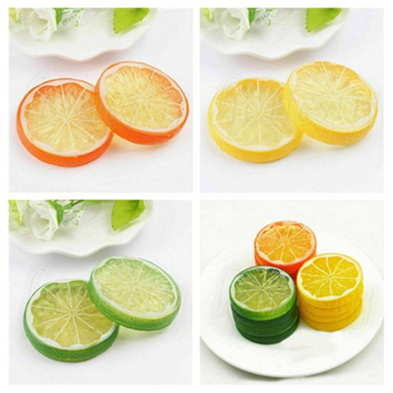 10x Artificial Plastic Lemon Slices Lifelike Fake Fruit Wobble