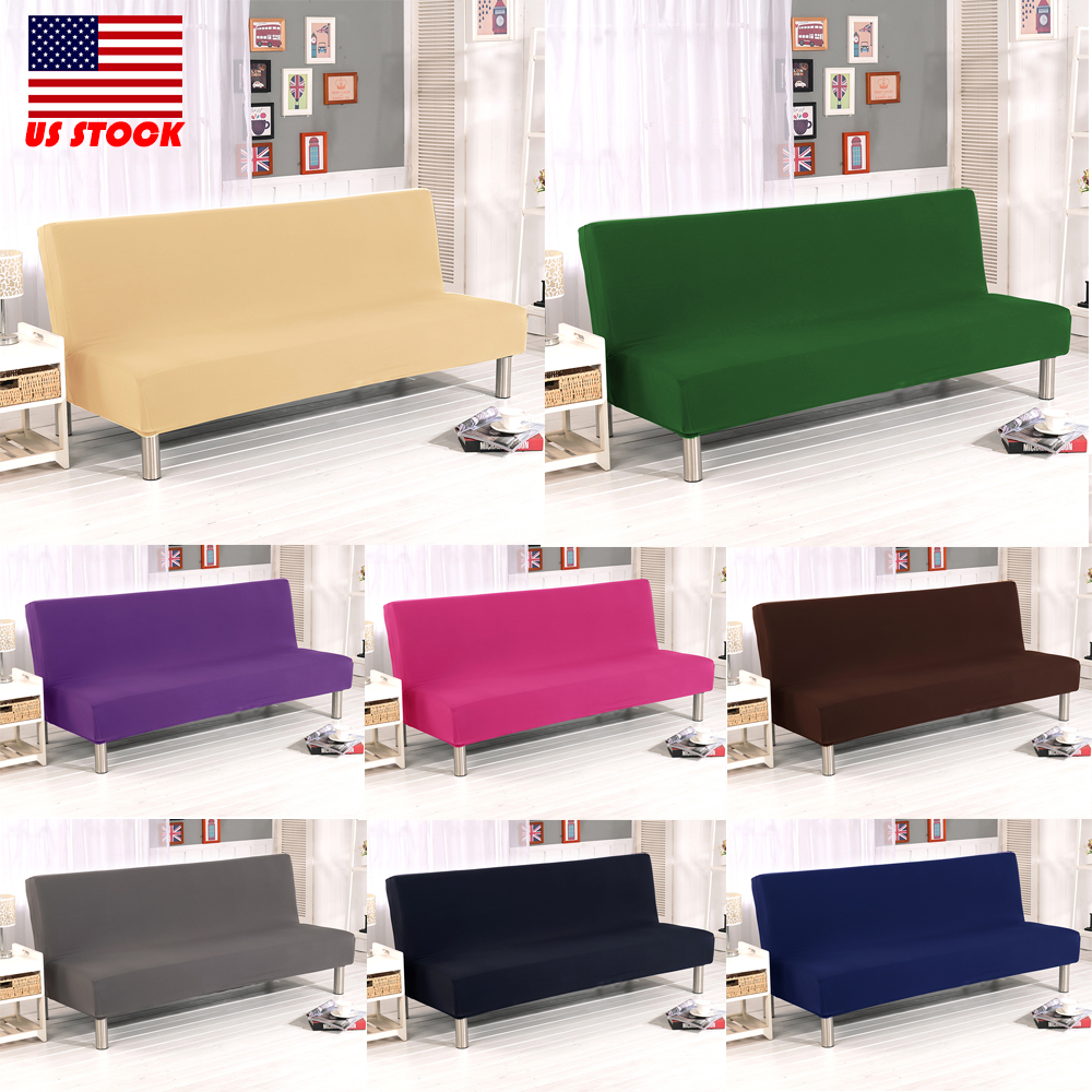 Details About Armless Sofa Bed Cover Futon Slipcover Couch Full Folding Elastic Stretch Hot Us