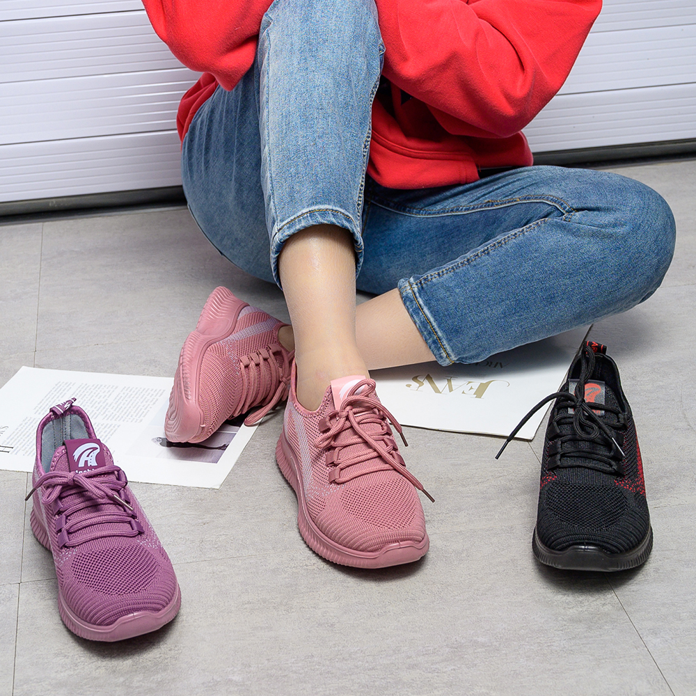 Women's Laceup Sneakers Low Heel Breathable Sports Running Tennis