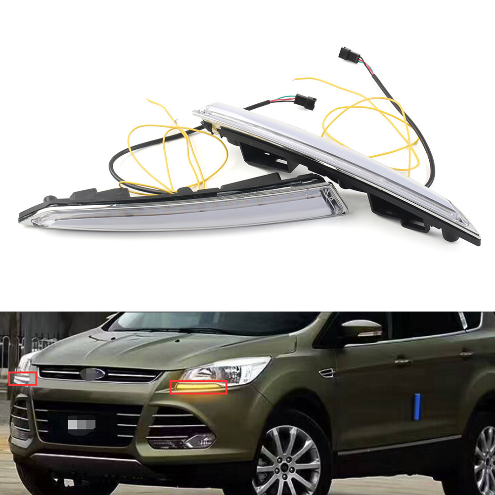2X LED Daytime Running Fog Ligs Turn Signal Lamp For Ford Escape