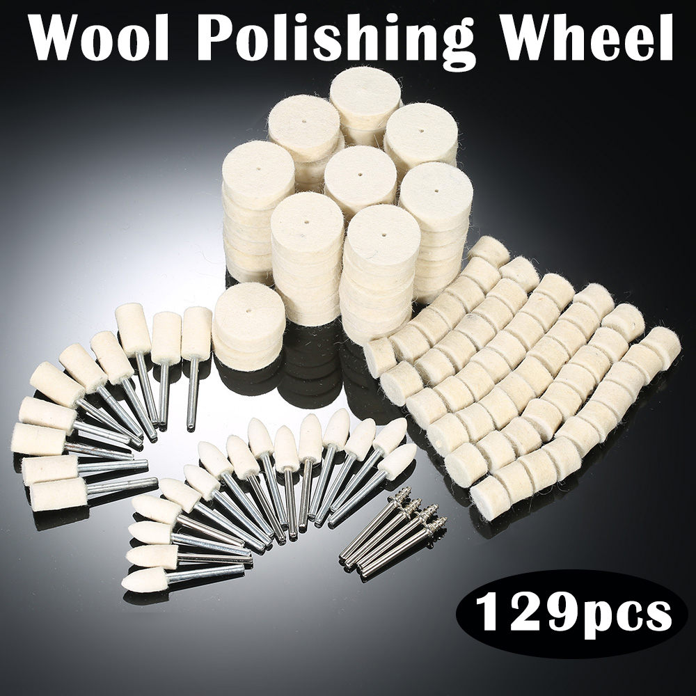 Felt Polishing Buffing Pads Wheel Wool Plastic Dremel Rotary Tool Kit Set 129X