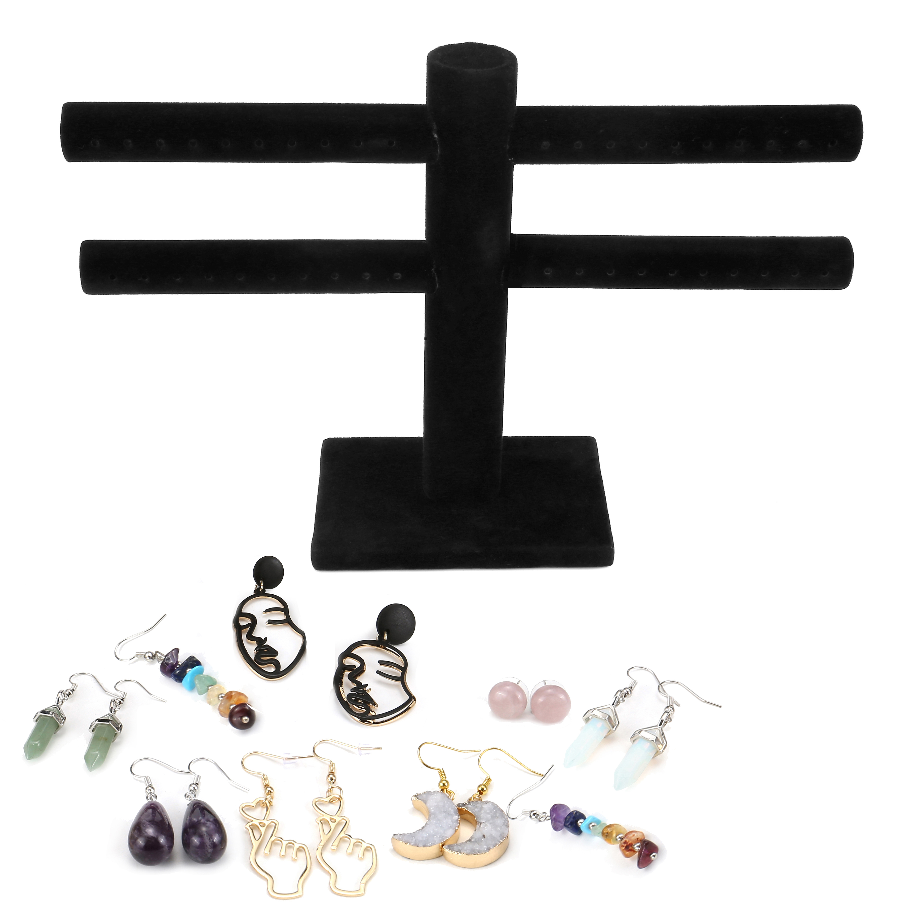 Jewelry Holder Velvet TBar Rack Bracelet Necklace Stand Organizer Display Black eBay