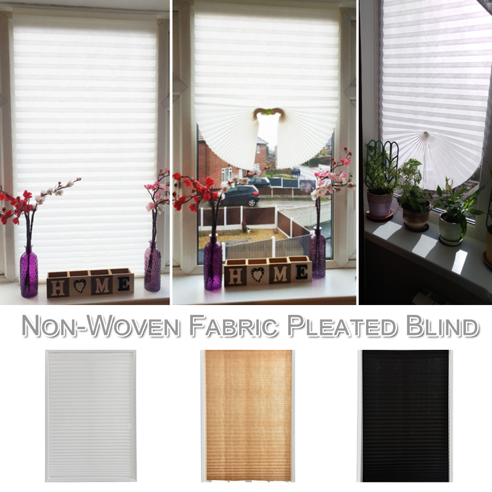 60 X 150cm White Pleated Blinds Shades With Glue Without Drilling