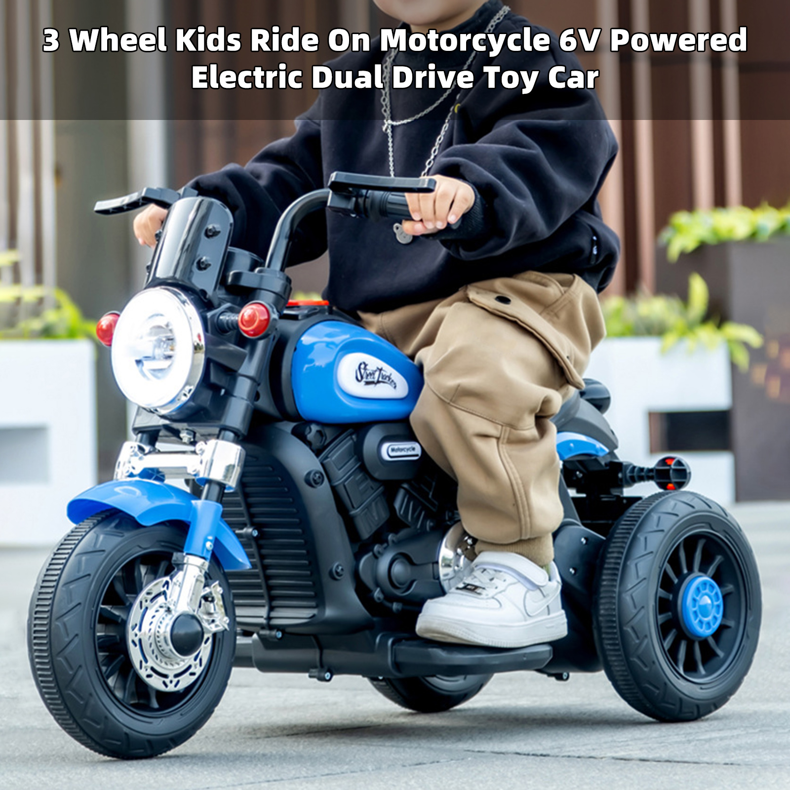 3 Wheel Kids Ride On Motorcycle Blue