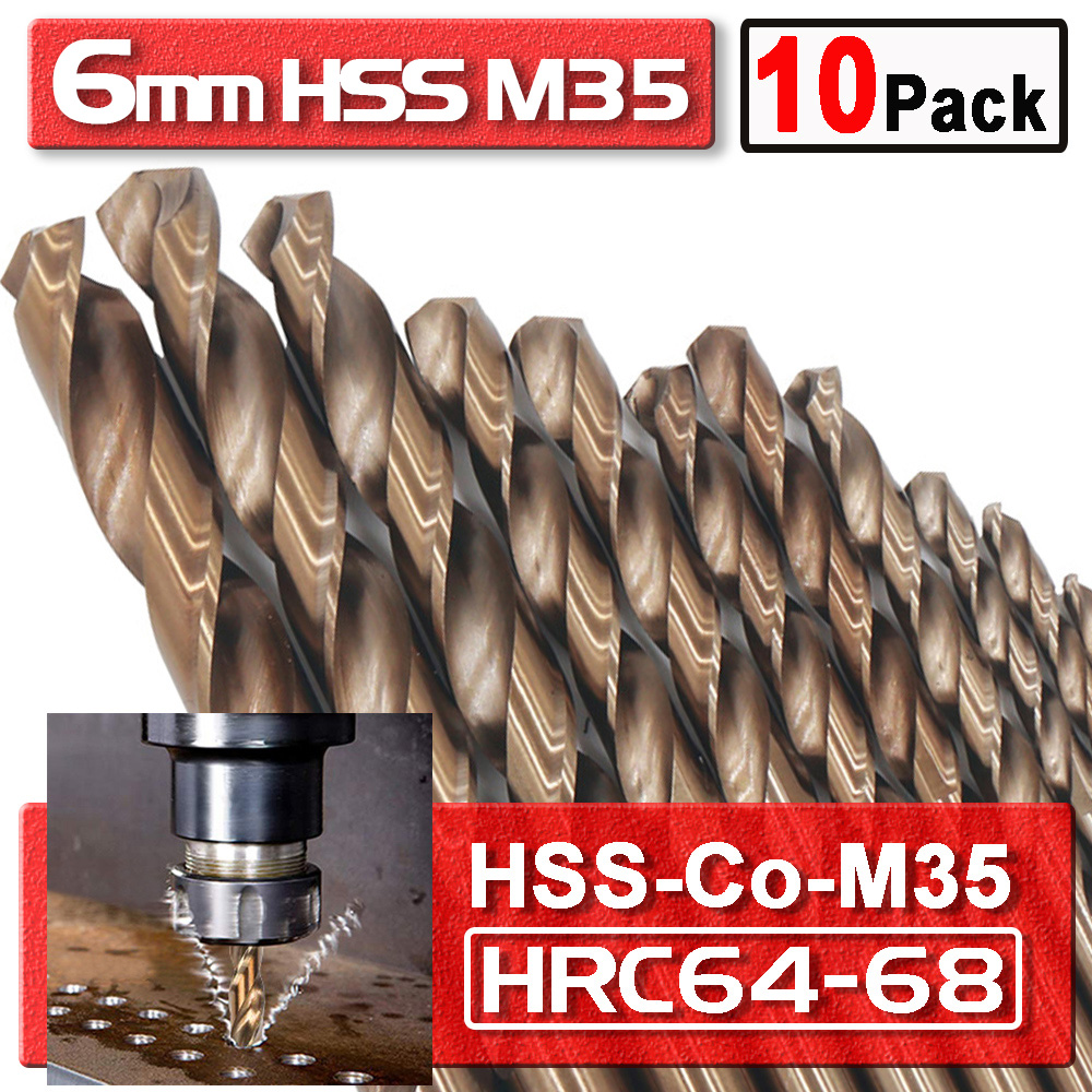 Hymnorq 1/4 Inch Fractional Size M35 Cobalt Steel Twist Drill Bit Set Of 10pcs, Jobber Length And Straight Shank, Extremely Heat Resistant, Suitable For Drilling In Stainless Steel And Iron