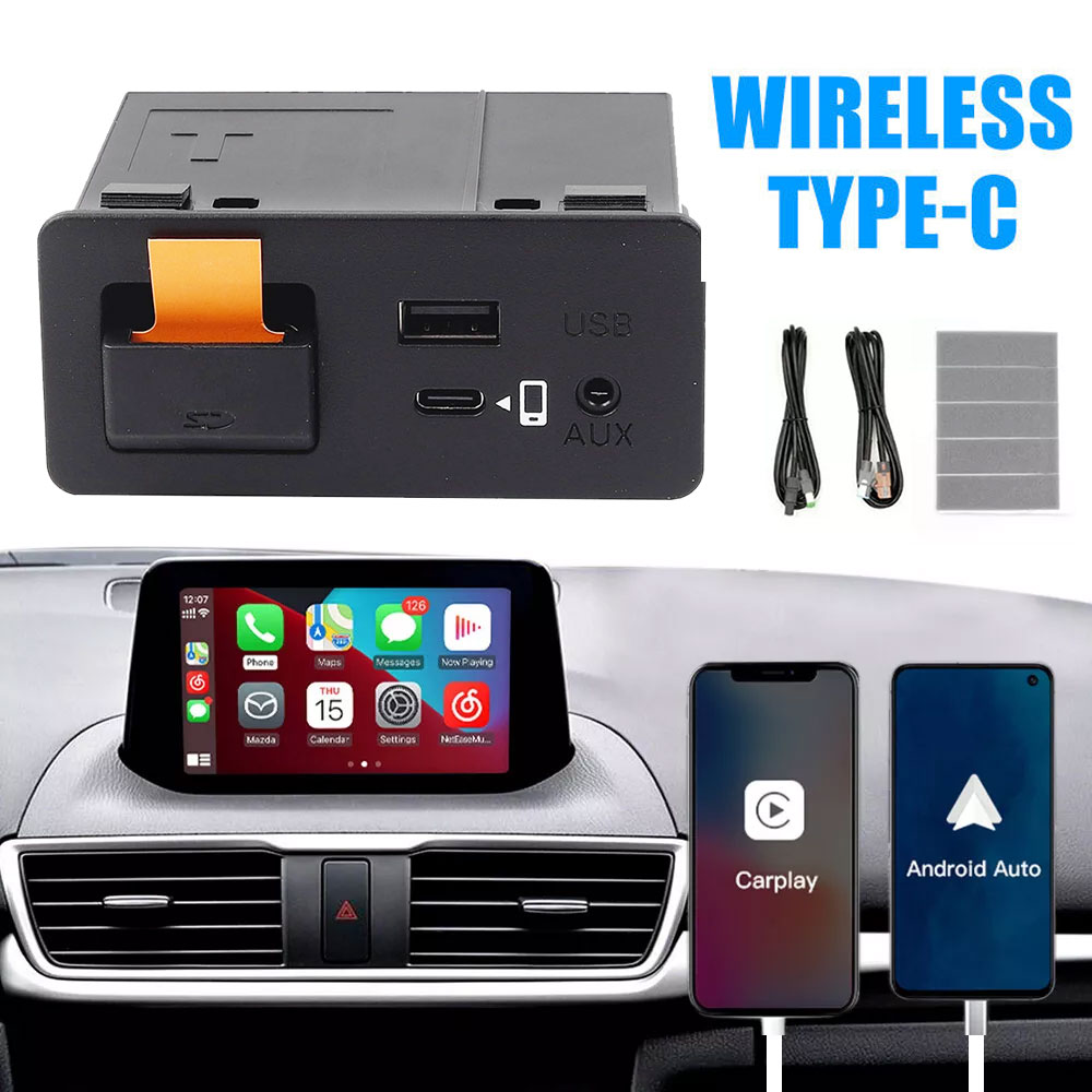 For Mazda 3 6 CX3 CX5 Wireless Type C+USB Carplay Android Auto