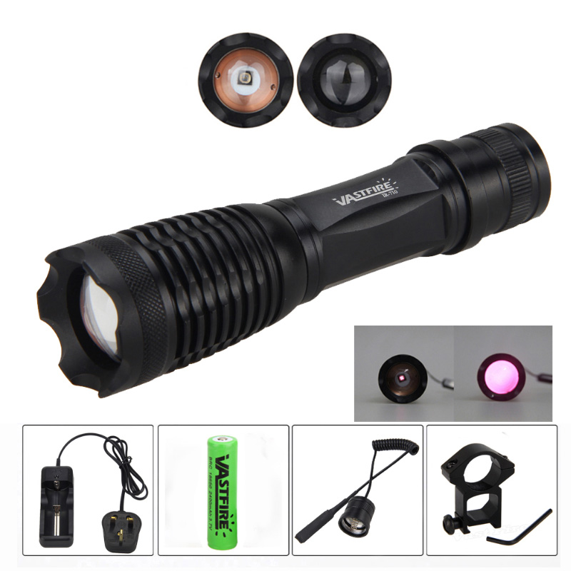 Zoom LED Hunting Flashlight Long Range Infrared IR 850nm Night Vision
