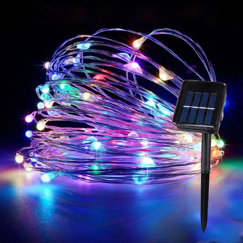 Solar LED Waterfall Lights Outdoor Copper Wire Fairy String Wedding ...