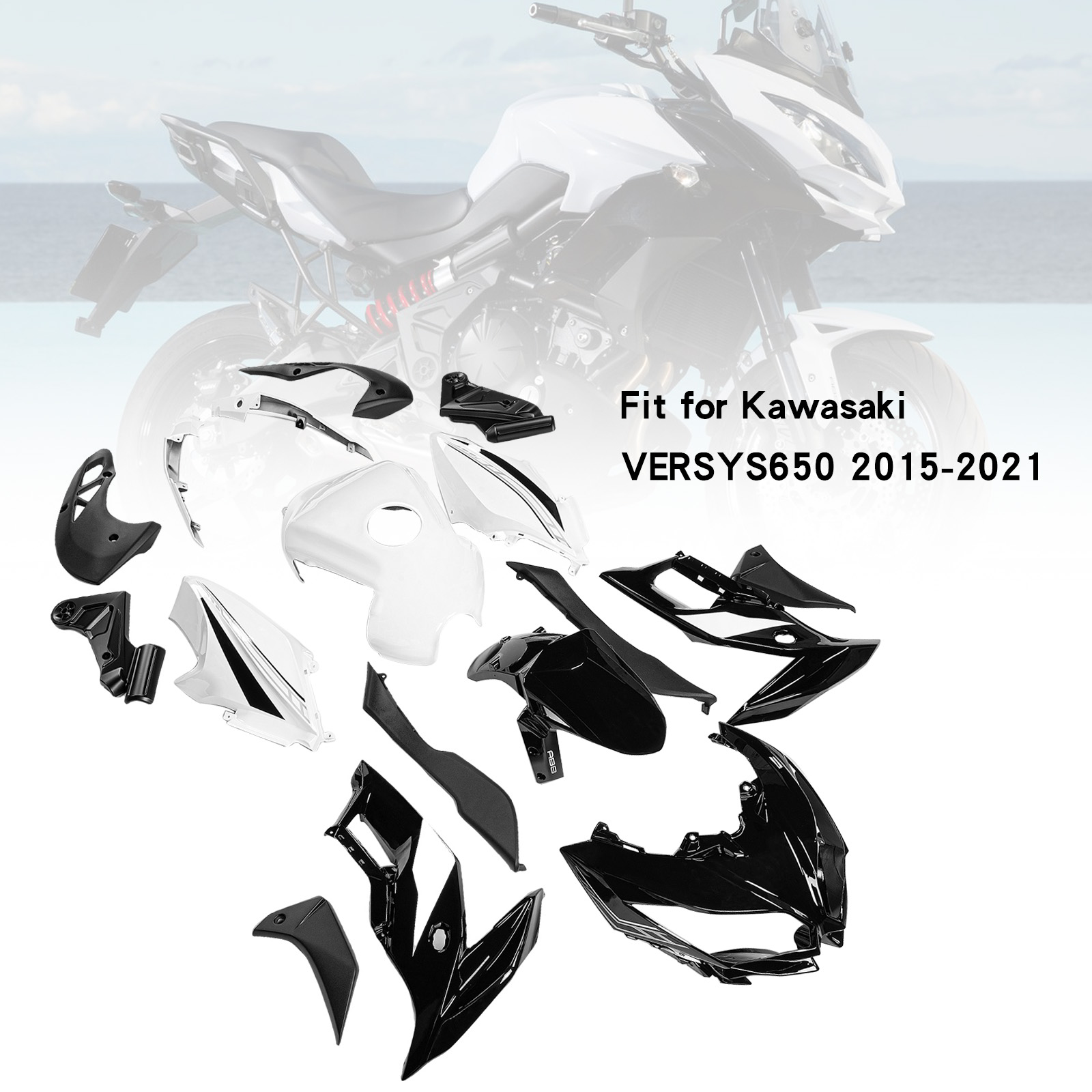 適用於 Kawasaki VERSYS 650 2015-2021 全車彩繪車殼附油桶罩001-極限超快感