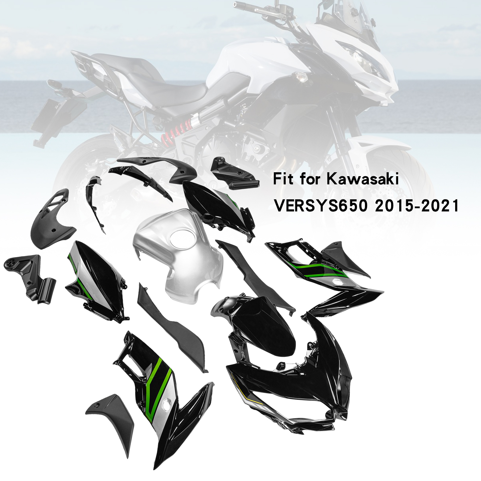適用於 Kawasaki VERSYS 650 2015-2021 全車彩繪車殼附油桶罩002-極限超快感