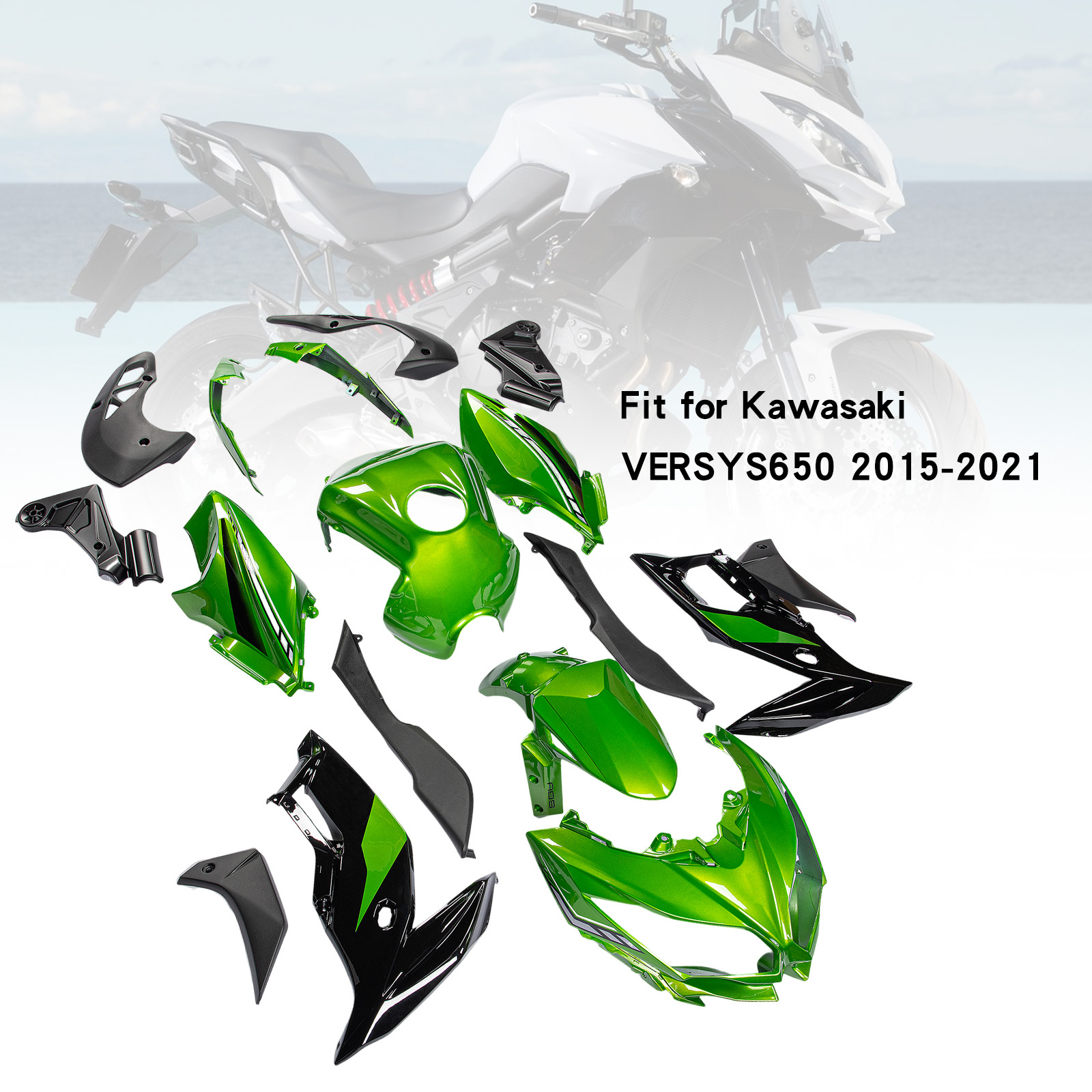 適用於 Kawasaki VERSYS 650 2015-2021 全車彩繪車殼附油桶罩004-極限超快感