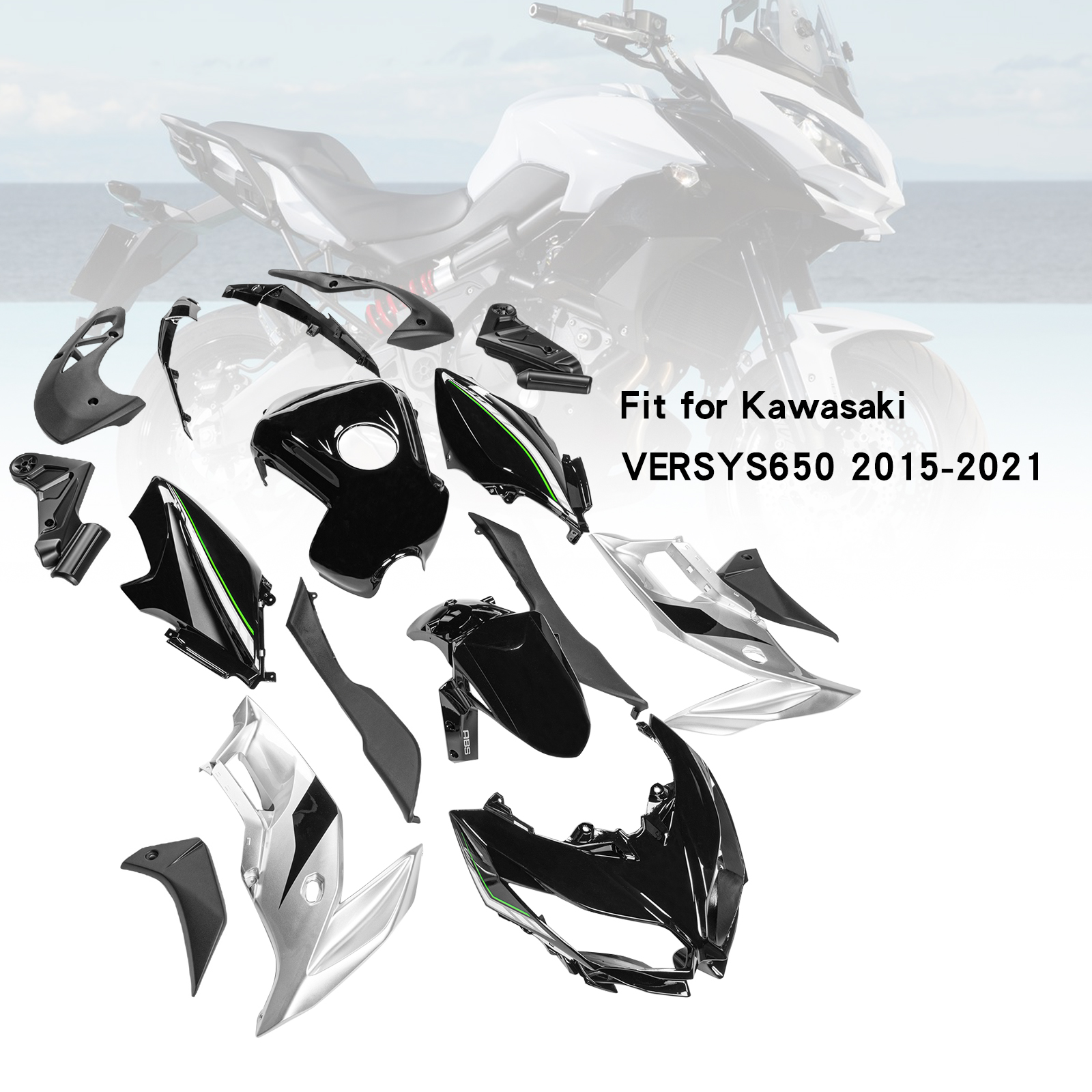適用於 Kawasaki VERSYS 650 2015-2021 全車彩繪車殼附油桶罩005-極限超快感
