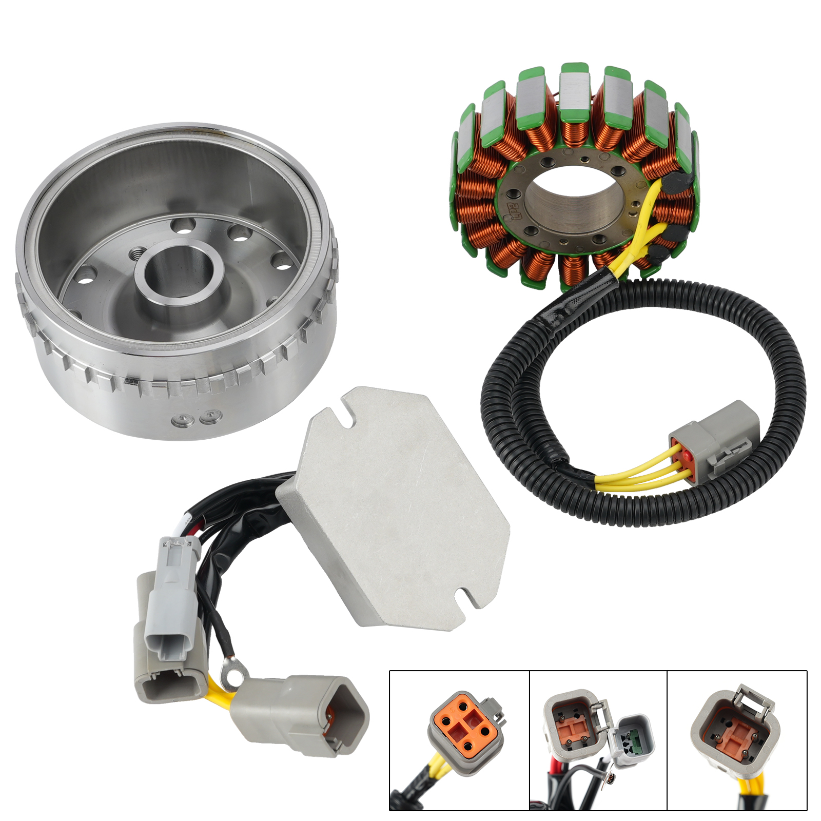 適用於 Ski-Doo 600 800 HO SDI 2003-2010 的發電機定子、穩壓器、整流器和飛輪組件