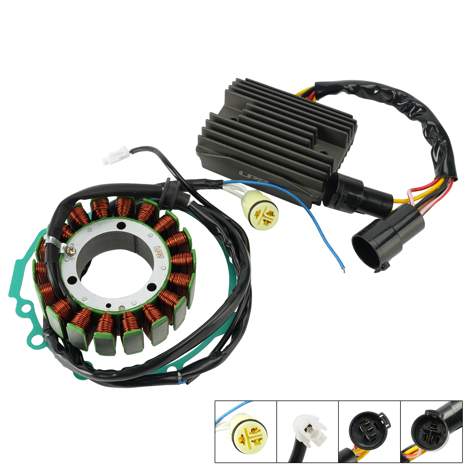 適用於川崎 ZX12R ZX-12R 2000-2001 的發電機定子、穩壓器、整流器和墊片套裝