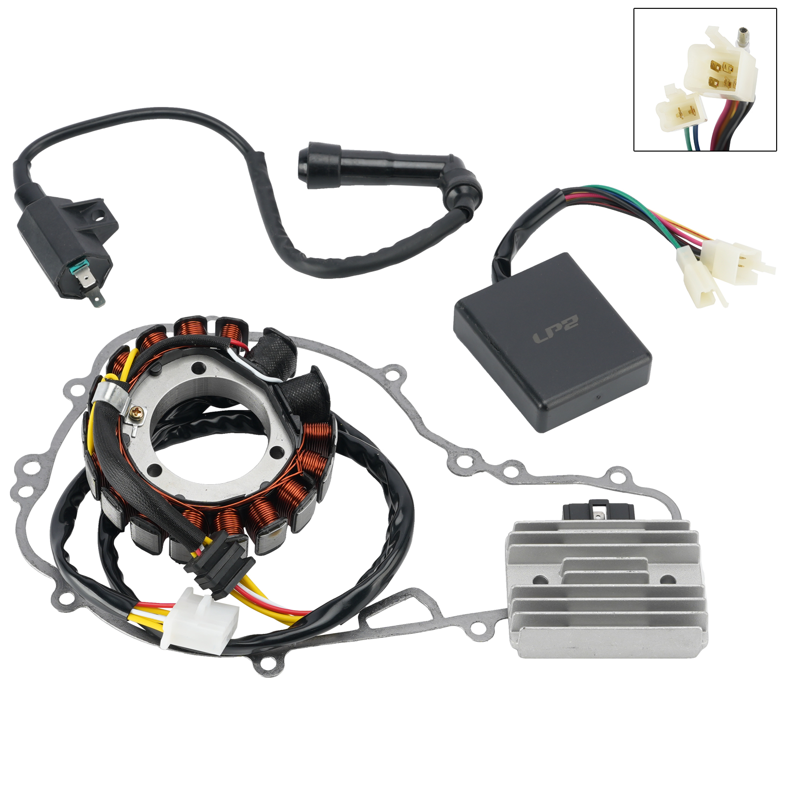 適用於川崎 KLR650 KL650 Tengai 87-07 的 CDI 點火器、點火線圈、定子、穩壓器和墊片套裝
