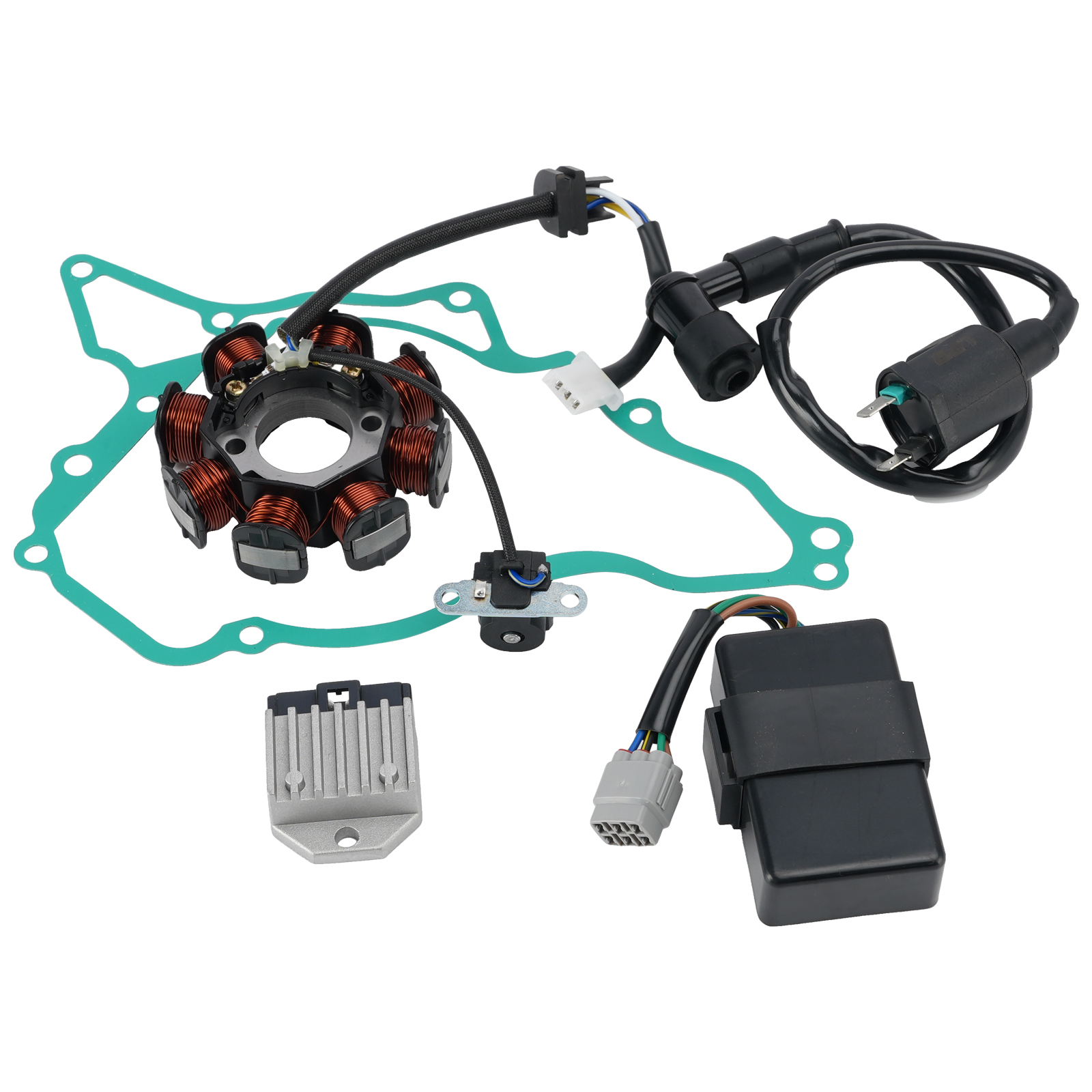 適用於川崎 KLX110 KLX110A 2003-2009 的 CDI 點火器、點火線圈、定子、穩壓器和墊片套裝