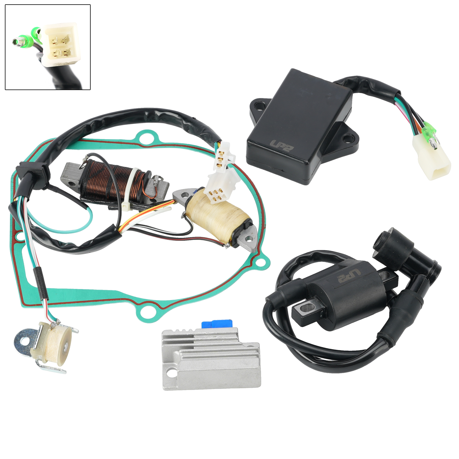適用於雅馬哈 T80 Townmate 1987-1993 的 CDI 點火器、點火線圈、定子、穩壓器和墊片套裝