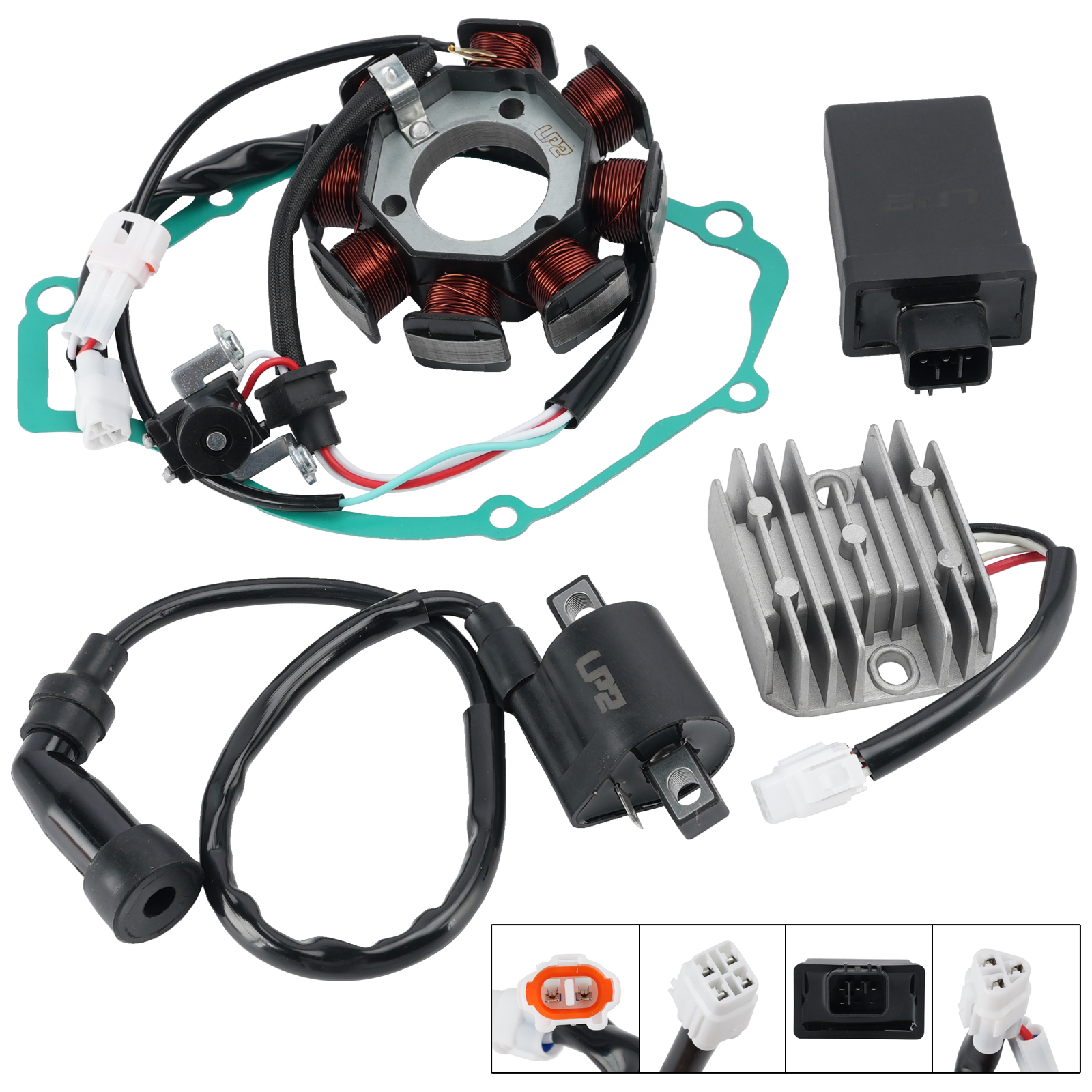適用於雅馬哈 Raptor 125 YFM125R 2011-2013 的定子、穩壓器、CDI 點火器、點火線圈和墊片套裝