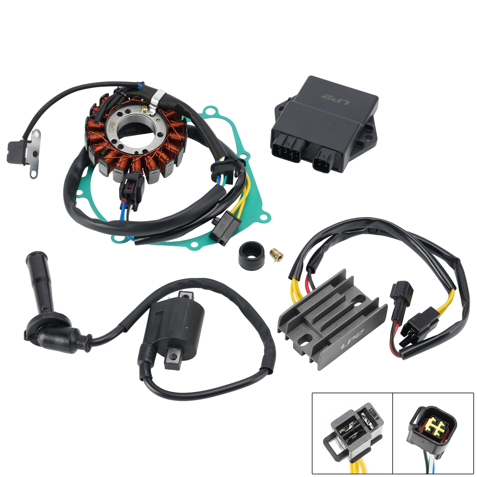 適用於鈴木 DR-Z 400 E S SM 2000-2024 的定子、穩壓器、CDI 點火器、點火線圈和墊片套裝